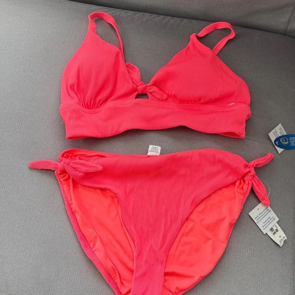 Wave Zone Vibrant Pink Bikini Set Size 1X